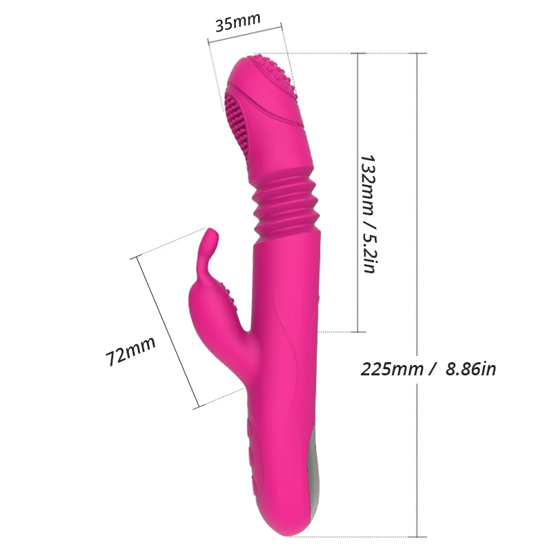 gelugee Silicone Rabbit Telescopic Vibrator Massager Heated 10 Multi-speed Double Vibrating Motors Adult Sex Toys for Women | Красота и