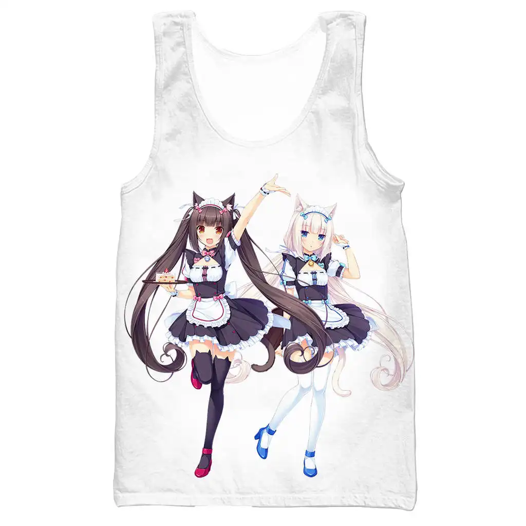 Nekopara Chocola ванильный 3D топ с принтом для мужчин модный летний на бретелях работы и