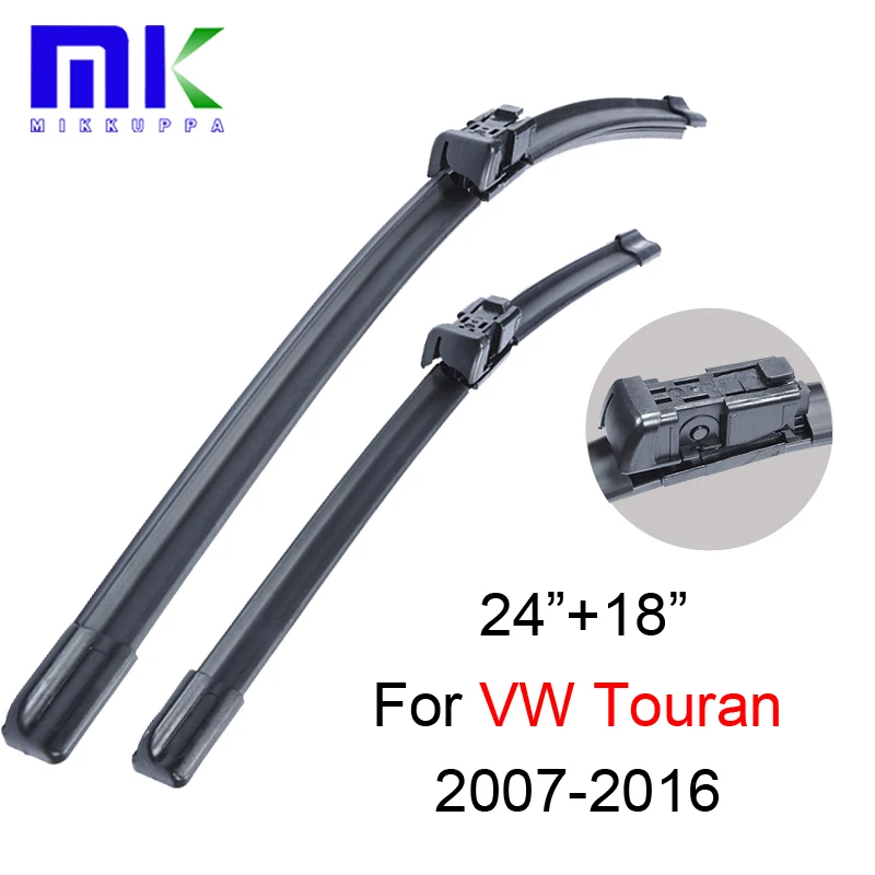 Щетки стеклоочистителя для VW Touran Fit Нажимные кнопки 2007 2016 24 + 18 дюймов силиконовая