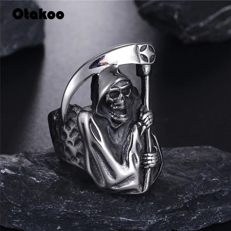 Otakoo unk 316L кольца из нержавеющей стали для мужчин Готический Ад смерти череп