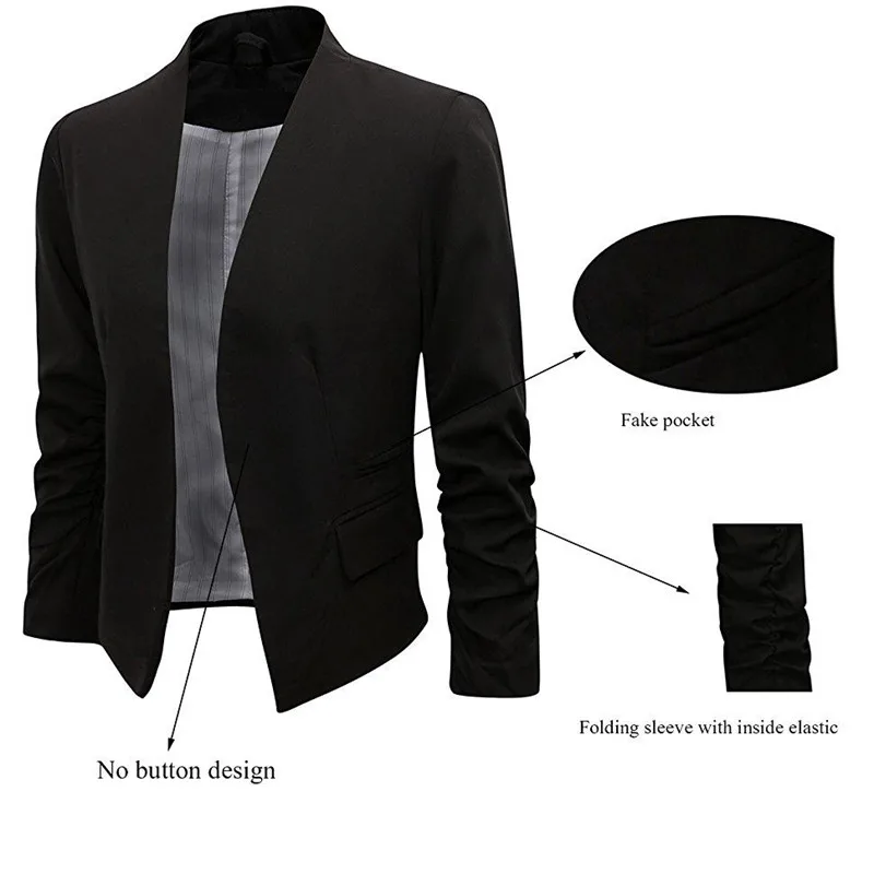 2018 женские Складные рукава легкий офисный Блейзер карамельного цвета