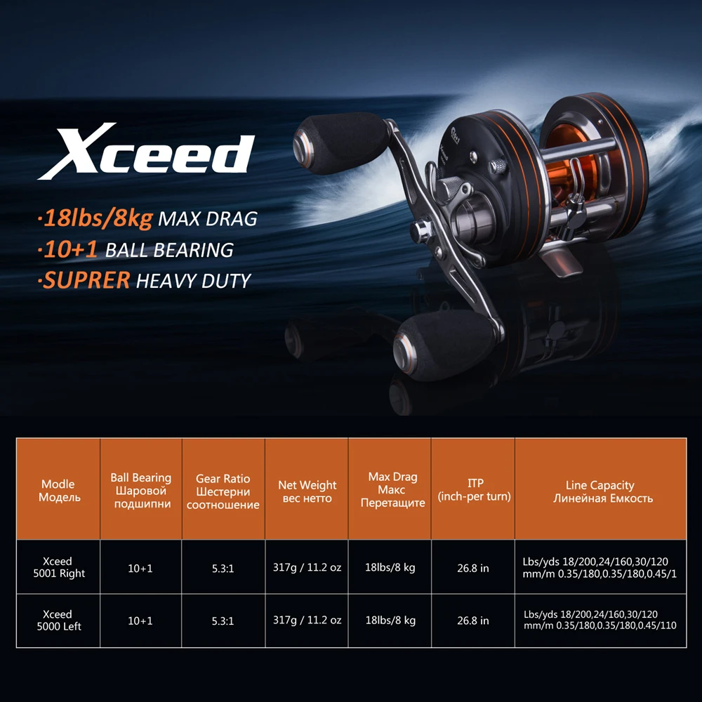 Goture Xceed Троллинг Рыболовная катушка 11BB круглая Катушка для литья под давлением 8