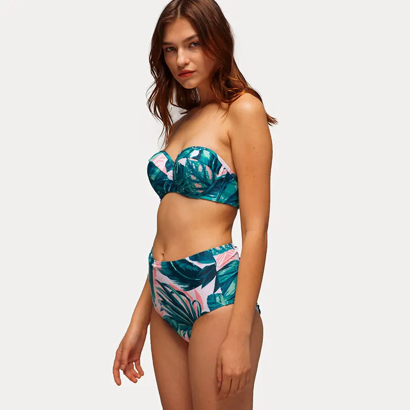 Escatch для женщин плавание костюм Высокая талия Купальники короткий Топ Push Up