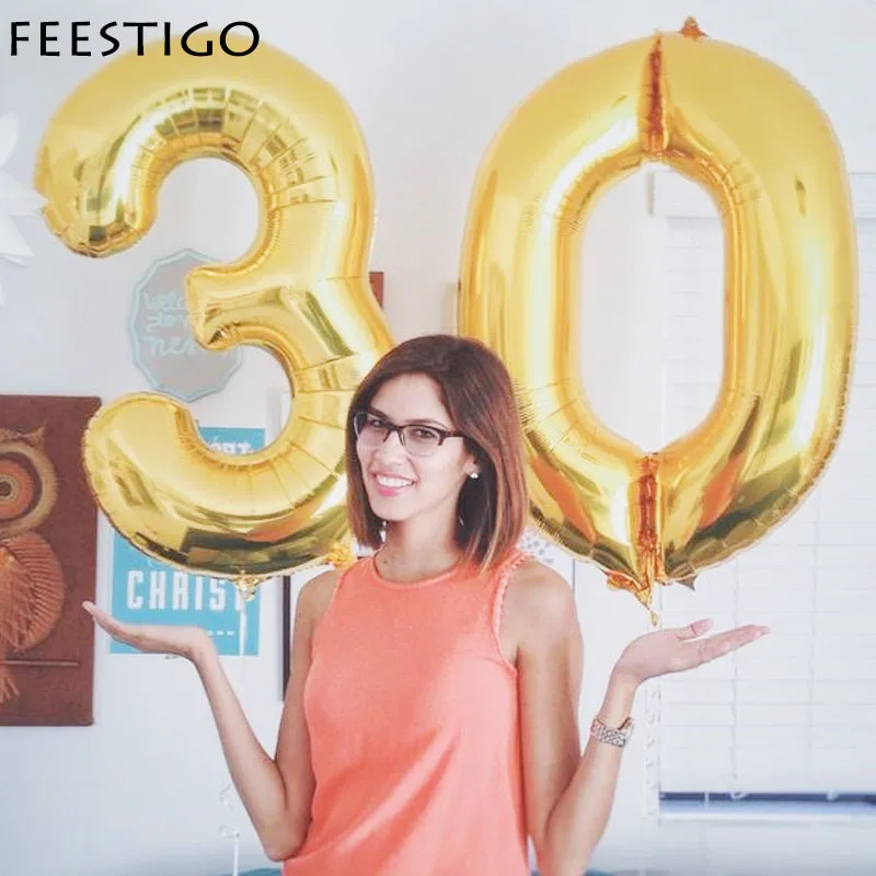 32 дюймовые золотые серебряные большие фотообои огромные цифры день рождения