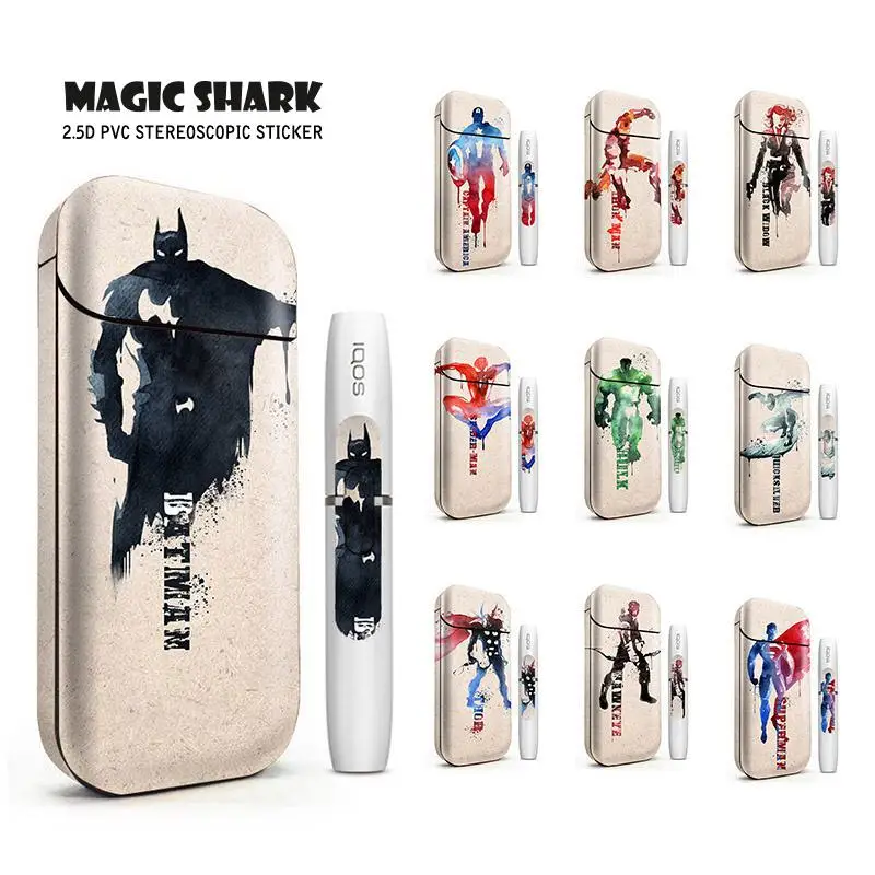 Magic Shark Super Hero Thor Hunk Bat Man E наклейка на сигарету чехол для IQOS 2 4 Plus p|Наклейки