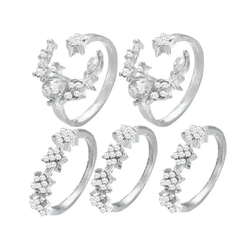 Timlee R045 Бесплатная доставка Новые милые Ретро Звезды Луна Стразы кольца на палец 5