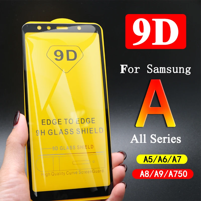 9D Защитное стекло для samsung Galaxy A8 Plus 2018 Защитная пленка экрана A5 A6 A7 A9 camзакаленное