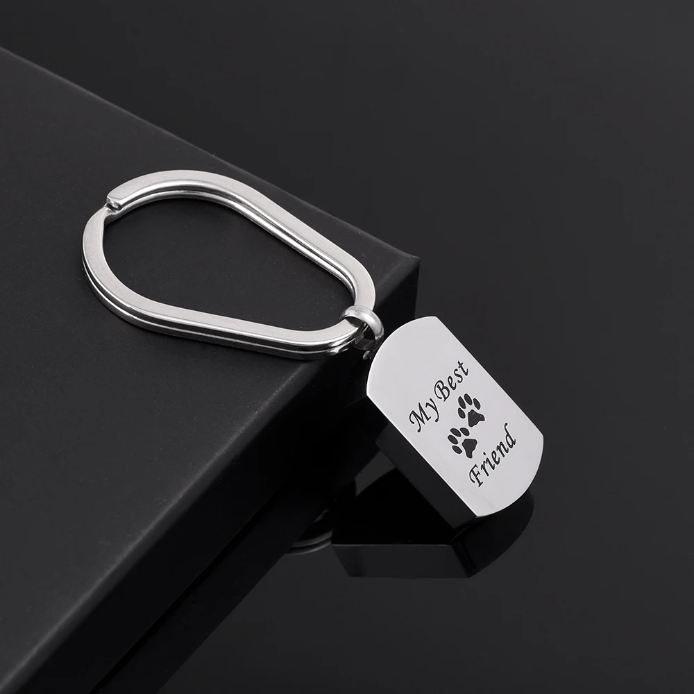 IJK2043 Dog/Cat &quotMy Best Friend&quot Cremation Ashes Keepsake Urn Keychain Pet Tag ID Charm Locket Stainless Steel | Украшения и