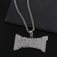 topgrillz new esskeetit pendant necklace mens iced out hip hop sliver color jewelry charm necklace for men and women gifts