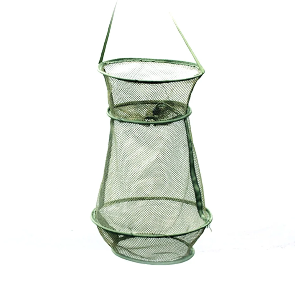 Портативный 3 Слои рыболовная сеть круглый складная Рыба Креветки сетчатая