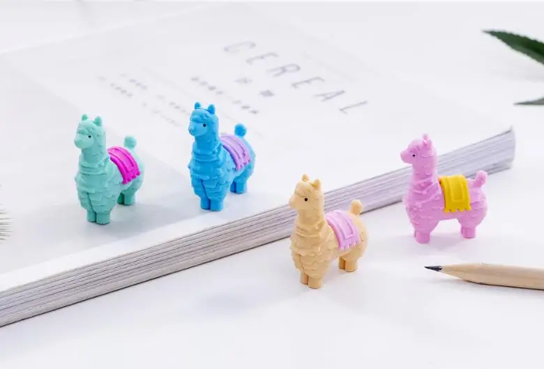 4 шт./компл. Kawaii Мини красочные животных маленькая из альпаки овечий стираемая резиновая необычный карандашный канцелярские Papelaria студенты подарки