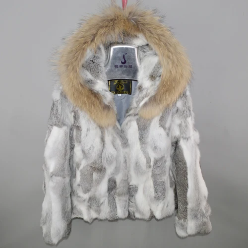 natural gray Лидер продаж, Брендовое Женское пальто из натурального кроличьего меха, женская зимняя теплая куртка из натурального кроличьего меха, натуральный цвет, натуральный мех кролика, пальто - Цвет: natural gray