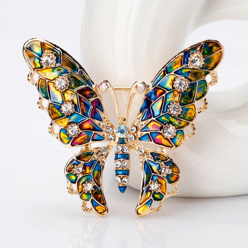 High Quality Simple Rhinestone Drop Oil Butterfly Brooch Wild Insects Pin Badge Scarf Buckle Ladies Fashion Decorations Gifts | Дом и сад