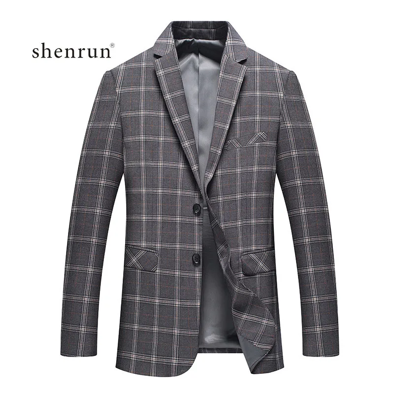 

SHENRUN 2019 New Arrival Spring High Quality Plaid Casual Blazer Men,men's Suits Jackets,casual Jackets Men Plus-size M-3XL