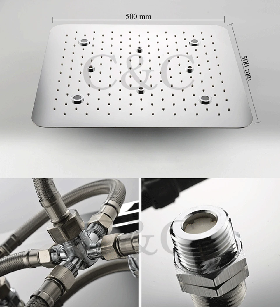 Роскошный светодиодный душевой кран для ванной комнаты 20 дюймов ультратонкий 7