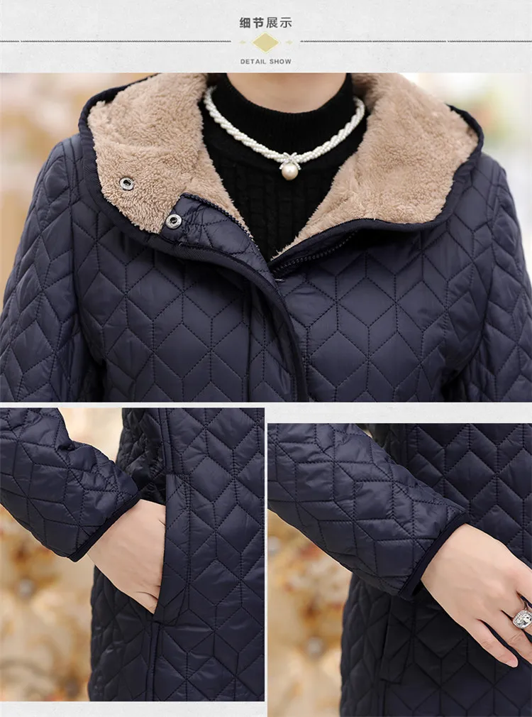 Women Parkas Thick Jacket Winter Coat Long Middle-aged Hooded Warm Cotton Outwear Plus Size 4XL Elderly Mom Padded Velvet Coats