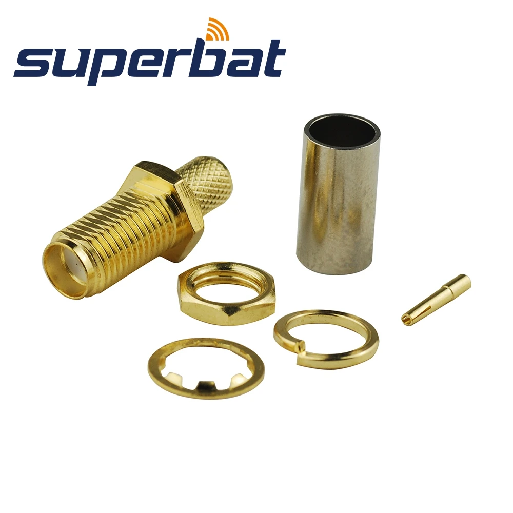 Superbat 10 шт. SMA 50 Ом обжимной гнездовой разъем перегородки для коаксиального кабеля