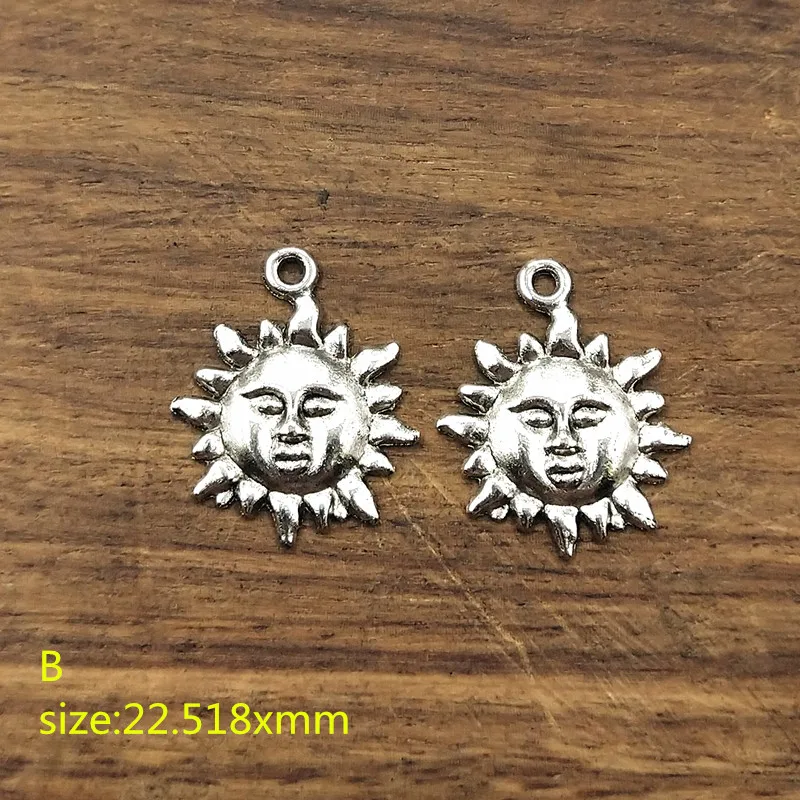 10 шт. Позолоченные Подвески в виде солнца sunburst тибетские посеребренные античные