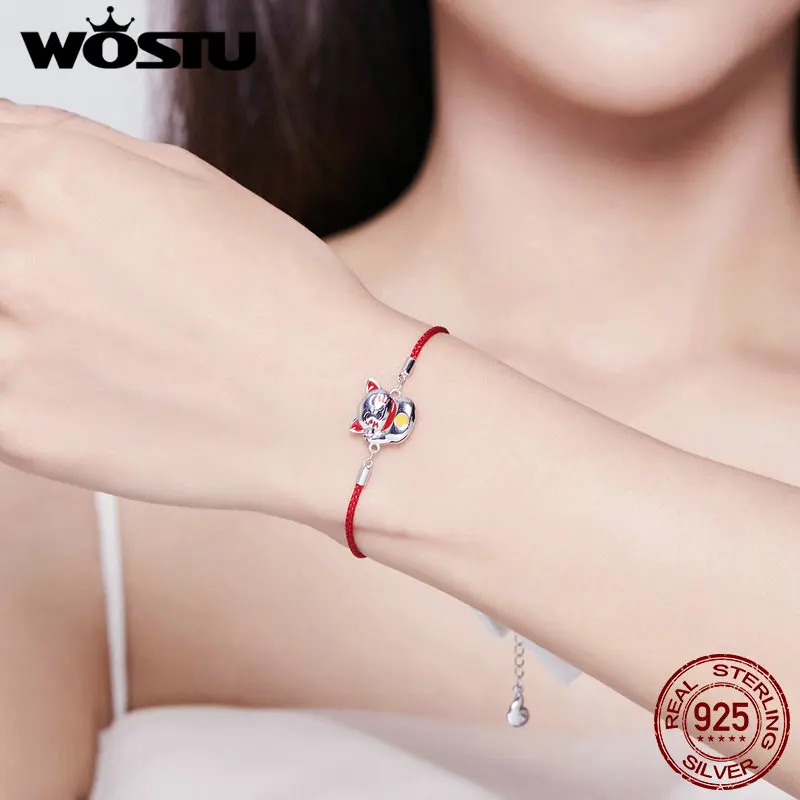 WOSTU 100% Настоящее серебро 925 пробы браслет Maneki Neko 2020 Новое поступление