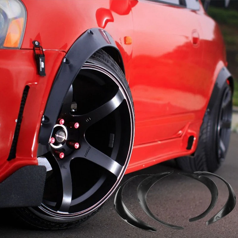 4 PCS Black Wider Size l Fender Flares Exterior Car Refitting Flexible Durable Polyurethane Auto Body Kit Accessory 90mm | Автомобили и