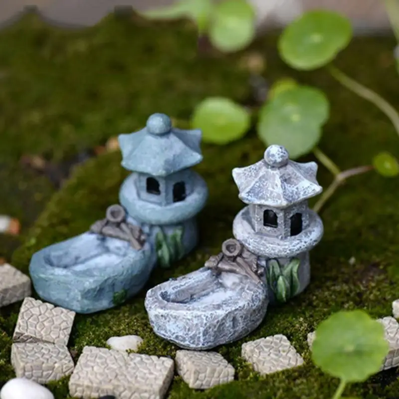 Ретро Смола пруд башня модель дома мох Фигурки игрушки DIY миниатюры мини-Сказочный Сад DIY украшения Мини Ремесло Декор