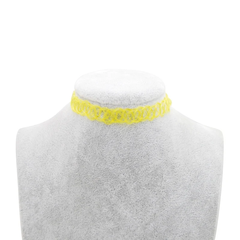 Yellow 12 шт./партия, Винтаж, разные цвета, татуировка, колье, ожерелье для женщин, бохо, ожерелье татуировка, женские готические ювелирные изделия, свадебные подарки - Окраска металла: Yellow