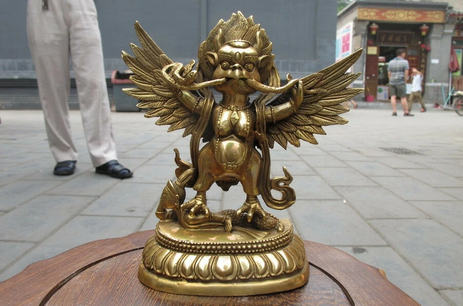 7 &quotТибетский Рафинированный чистый латунный Garuda птица Бог Тантрический Будда
