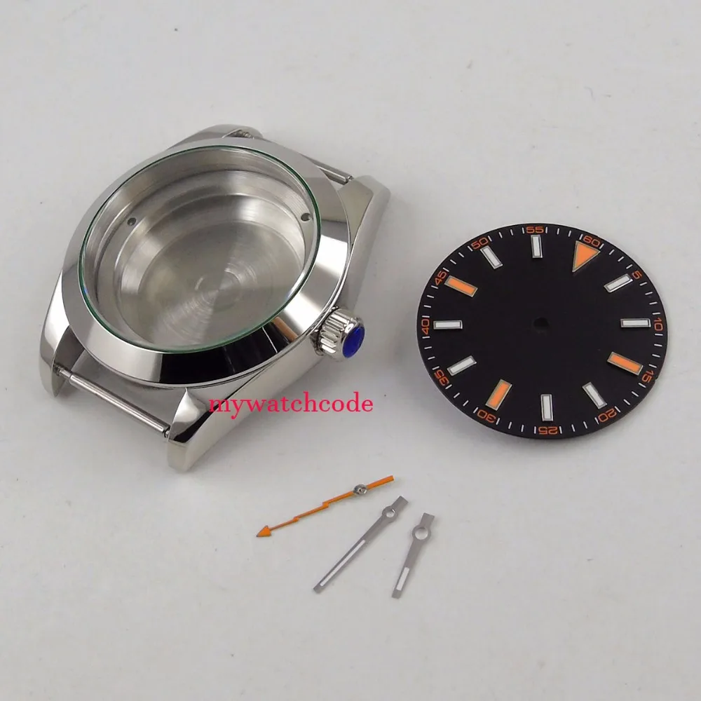 40mm parnis sapphire glass mens watch case set fit 8215 821A 2813 movement