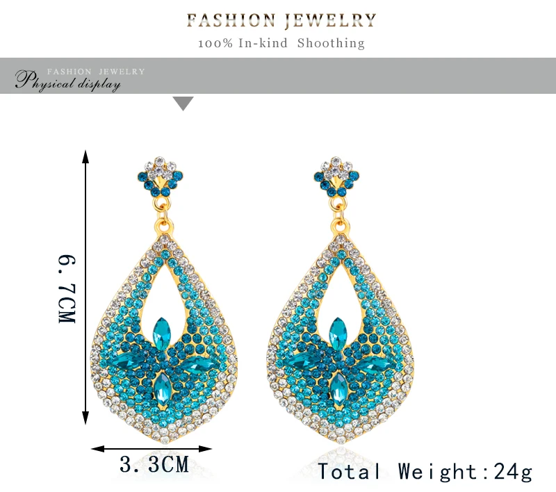 Новые Прозрачные Серьги с синими кристаллами и Ms большие золотые серьги высокого