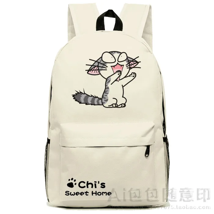 Cartoo аниме Чи сладкий дом cos Чи милый кот Печать Ткань Оксфорд shoulderbag рюкзаки для колледжа бежевый и черный рюкзаки