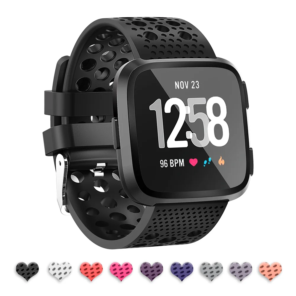 Черный Для Fitbit Versa полосы Fitbit Versa ремешок спортивный материал для Fitbit умные часы Versa маленькие большие для мужчин и женщин - Цвет: Черный