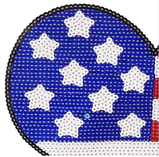 DD 1pcs/lot Sequins Hearted Flag Iron on Patches for Clothes Jeans Big Motif Embroidery Applique Heart Sequined Patch Sewing DIY | Дом и сад