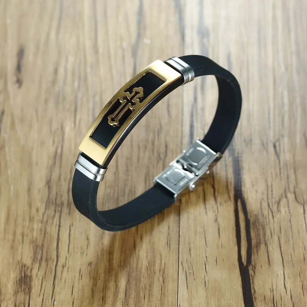 Модные полые бутоны из нержавеющей стали крест браслет для мужчин религиозные