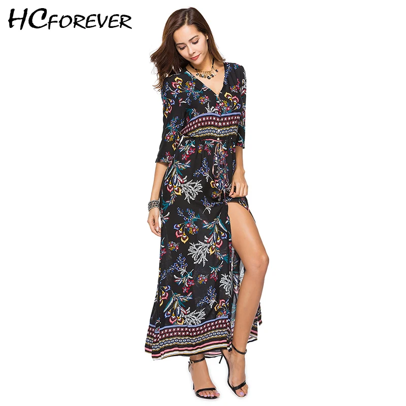 Boho Макси платье Для женщин с длинными Платья из хлопка плюс Размеры XXXL