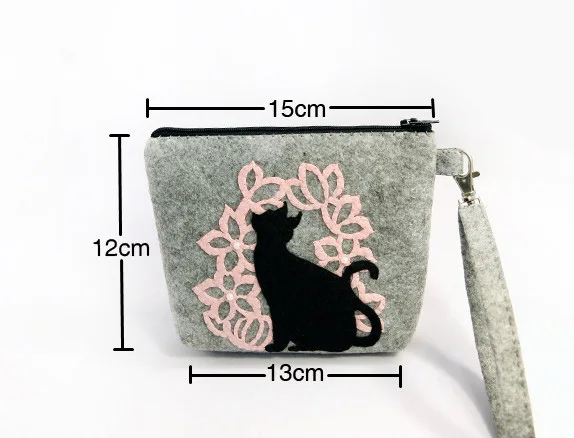 Войлочный ручной мешок серого цвета для рукоделия Размер 12 х15 см бумажник работы