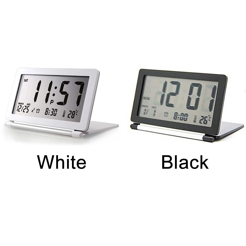 Mini Travel Digital Desk Electronic Temperature Alarm Clock Home Flip LCD Display Calendar Folding Silent Office | Дом и сад