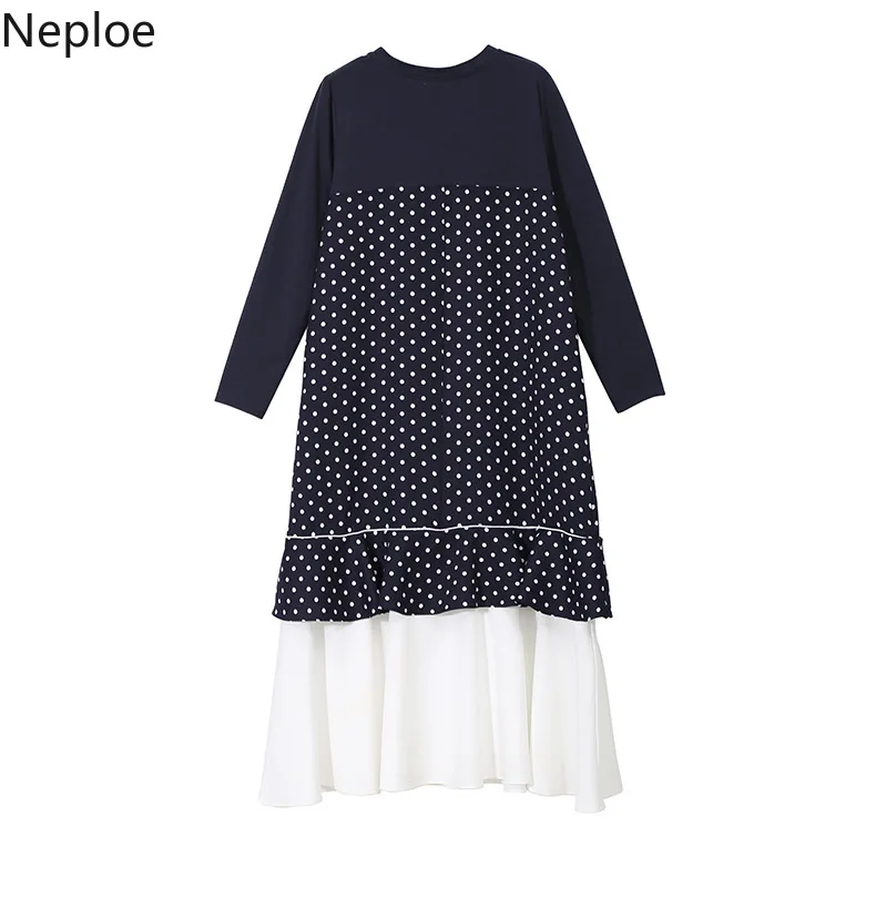 Neploe 2019 весенне-летнее женское платье в горошек с асимметричными оборками стиле