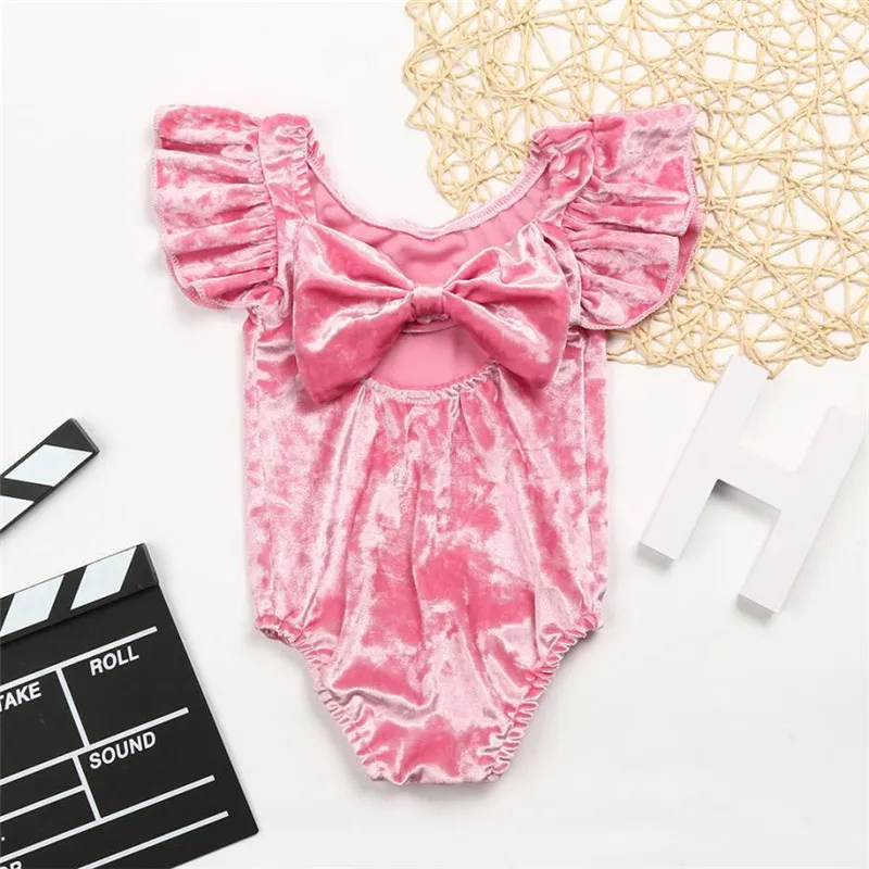 Оптовая Доставка 2 шт. одежда для малышей девочек бархатный комбинезон спинки