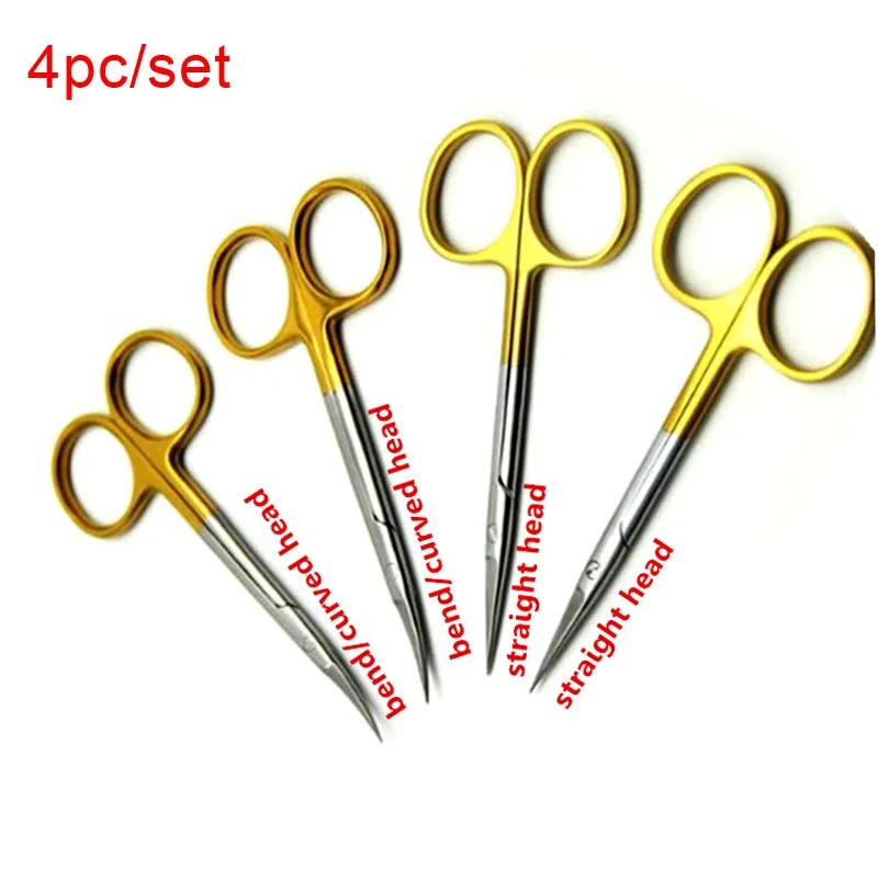4pcs Nose Cosmetic surgery equipment Gauge Ophthalmic tools Double Eyelid Surgical eyelids steel cut canthus Thin Scissors