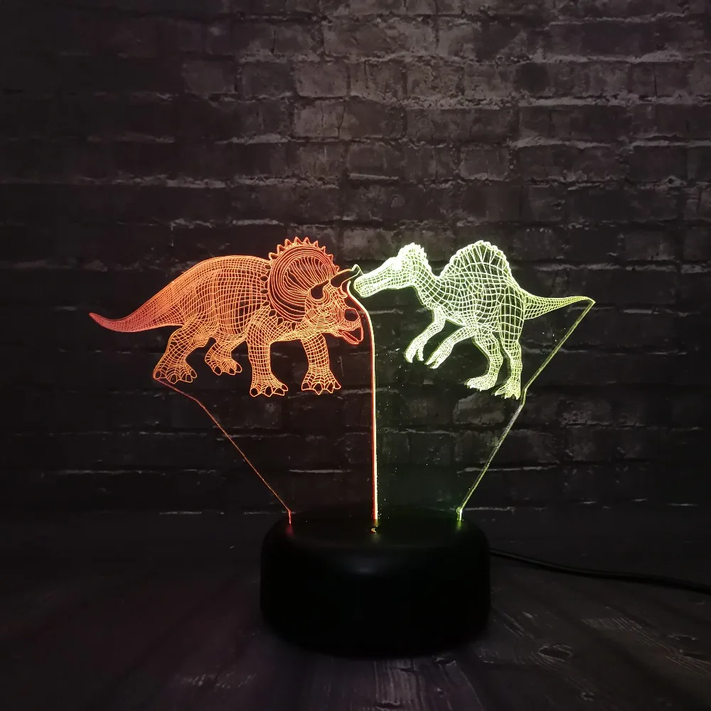 Парк Юрского периода Динозавр ночной Светильник 3D LED микс двухцветная лампа для