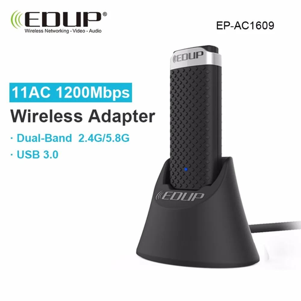 EDUP EP AC1609 1200 Мбит/с Высокоскоростной USB 3 0 WiFi адаптер приемник Ethernet с 1 м расширение