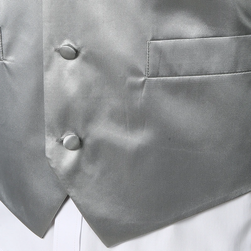 Мужской элегантный серебристый Шелковый комплект из 4 предметов деловой жилет с