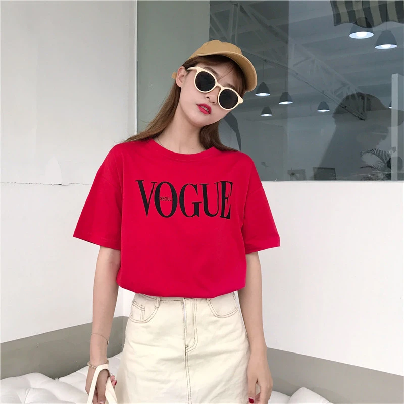 Женские бейсбольные футболки с коротким рукавом и принтом Vogue женские