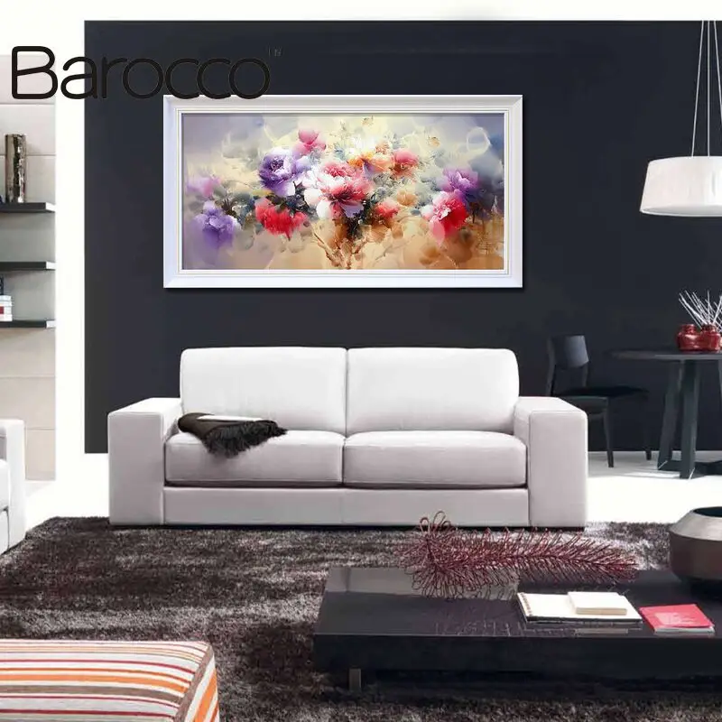 Ручная работа современная абстрактная масляная живопись китайские пионы