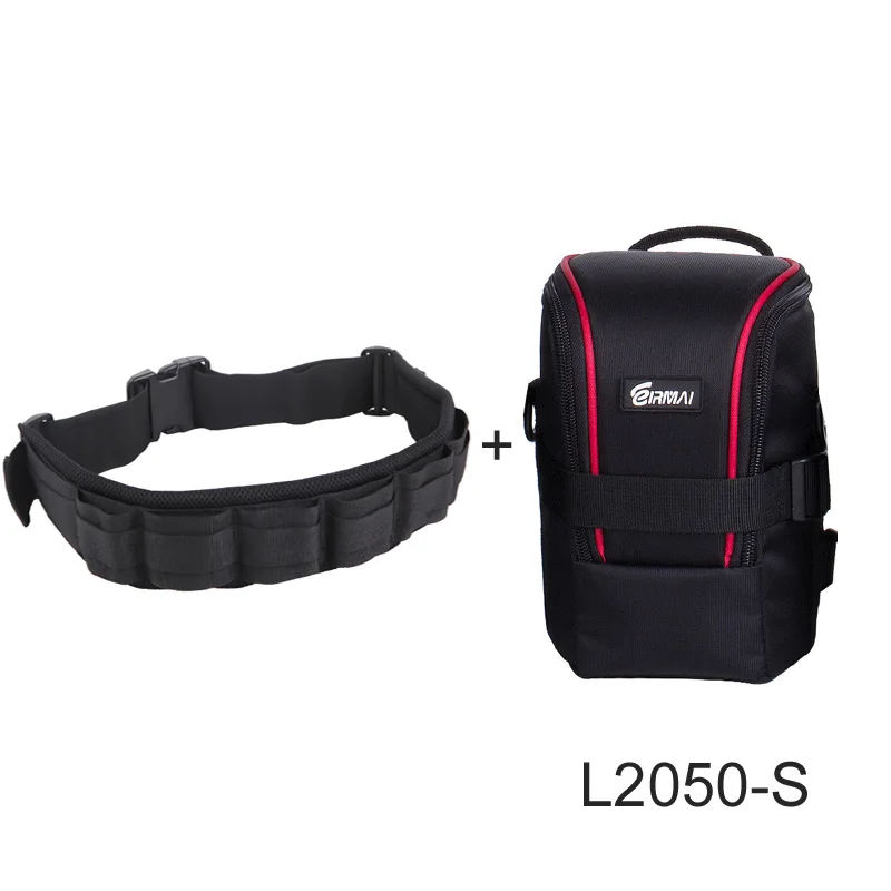 Strap w L2050S Pouch Фото регулируемый ремень DSLR мягкий камера поясной ремень держатель ж/нейлон функциональный Мягкий объектив сумка чехол для Canon Nikon - Цвет: Strap w L2050S Pouch