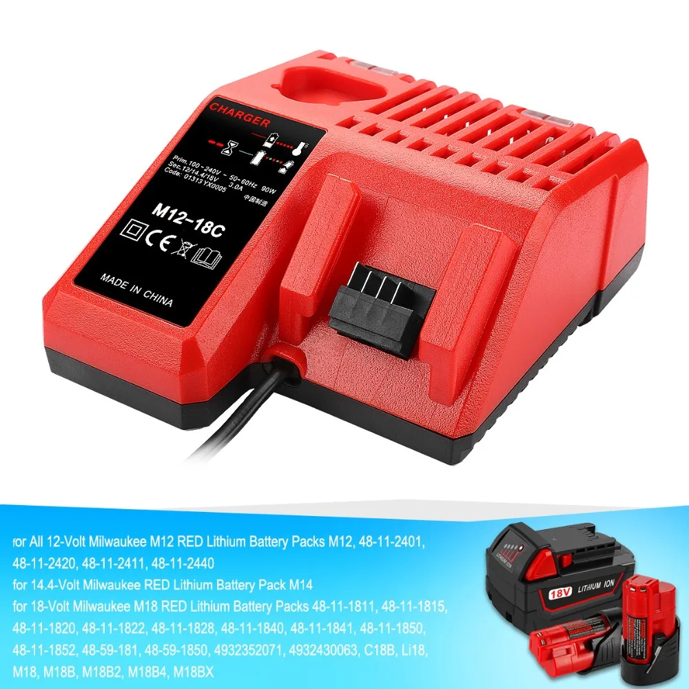 Сменное зарядное устройство для аккумулятора Milwaukee M12 12V 48-59-2401 48-11-2402 14 4 v-18v M18 EU