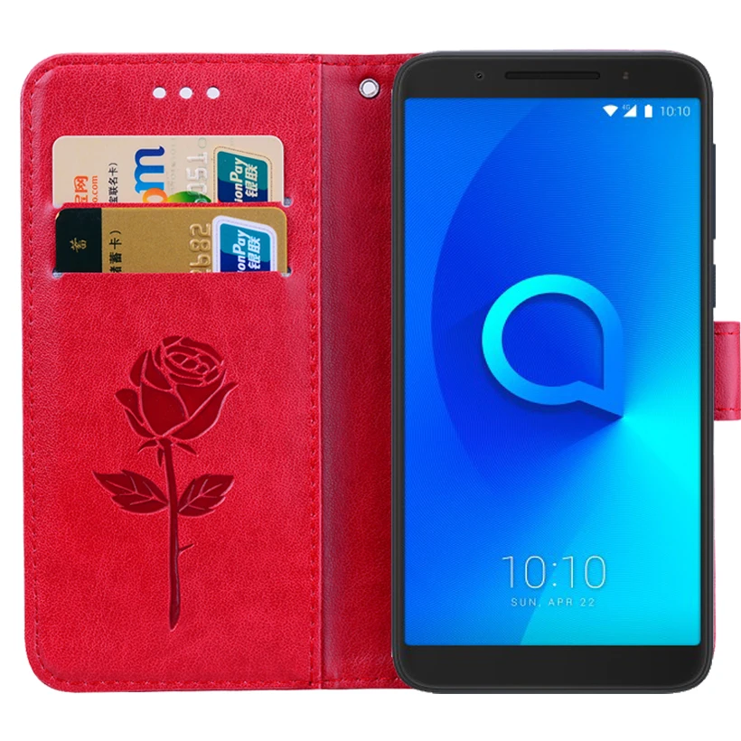 Роскошный Розовый тисненый кожаный чехол-кошелек для Alcatel 3 5052D 5052Y Alcatel 3 V 5099D Чехол-книжка Флип кожаный чехол, ремешок