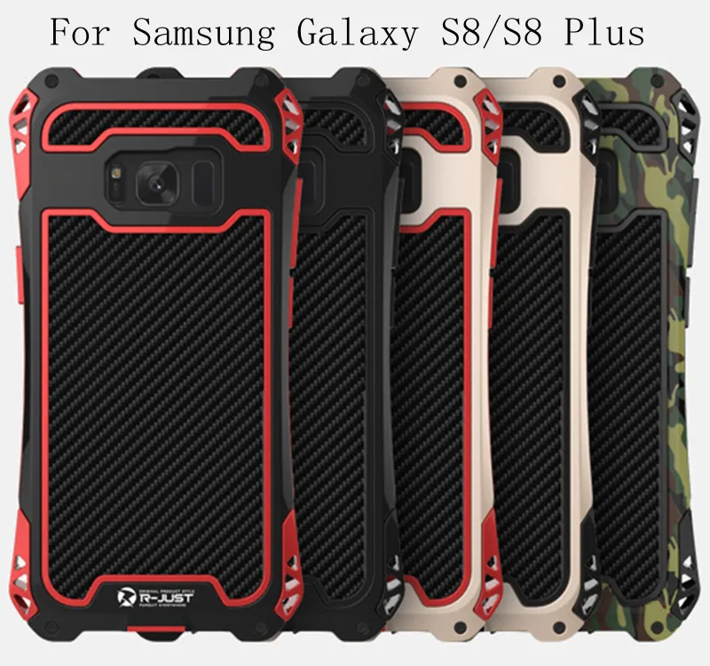 note 8 R-JUST For Galaxy S8 Plus S9 s9 plus Shockproof Dustproof Carbon Fiber Metal Armor Case Samsung Note 9 | Мобильные телефоны