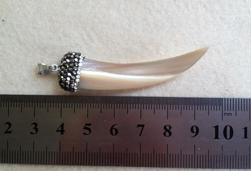 5 шт. рожок в виде бивня кулон из натурального ракушка стразы колпачки с