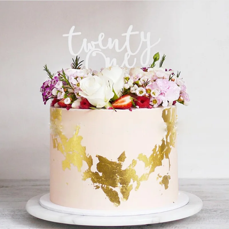 Акриловый Топпер для торта с надписью «Twenty One Happy Birthday» и цифрой 21 акриловый Топпер для кекса на 21 день рождения украшения для торта для вечеринки